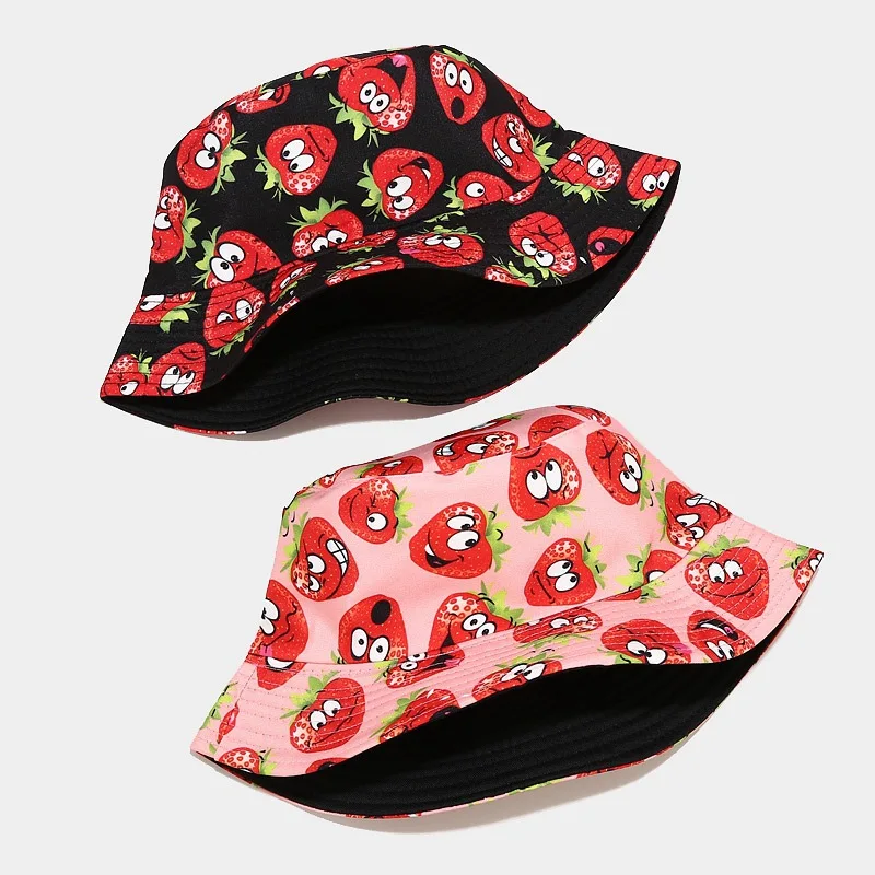 Wholesale bucket hat various fruit pattern fisherman hat sun hat fedora hat banana strawberry wholesale price панама