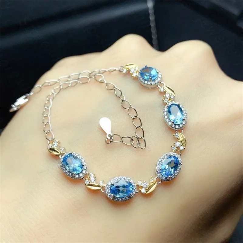 

Super beautiful high-quality blue topaz bracelet, 925 silver women's new bracelet, demonstrating youthful temperament