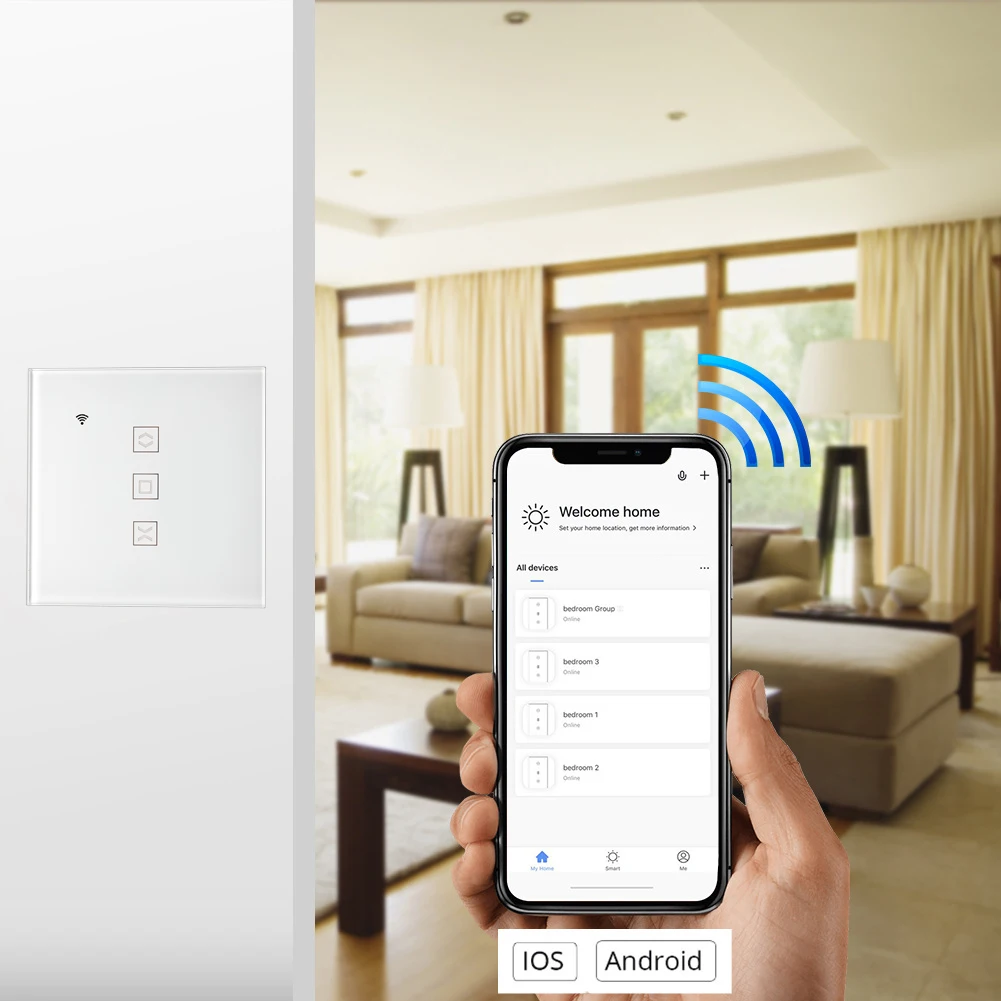 Interruptor de cortina inteligente WiFi para persiana enrollable motorizada eléctrica, aplicación de Control remoto, horario, Google Home, Alexa,
