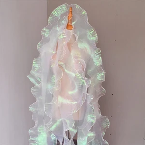 Dantel Çiçekler Pileli Denizkızı, Sihirli Renk, Degrade Lazer, Dalga, Düğün, zemin Dekoru, Çizgili, Geniş, 15 cm, 1 Yarda 6 Büyük satış, kediyi biliyorsunuz-büyük sayı 2