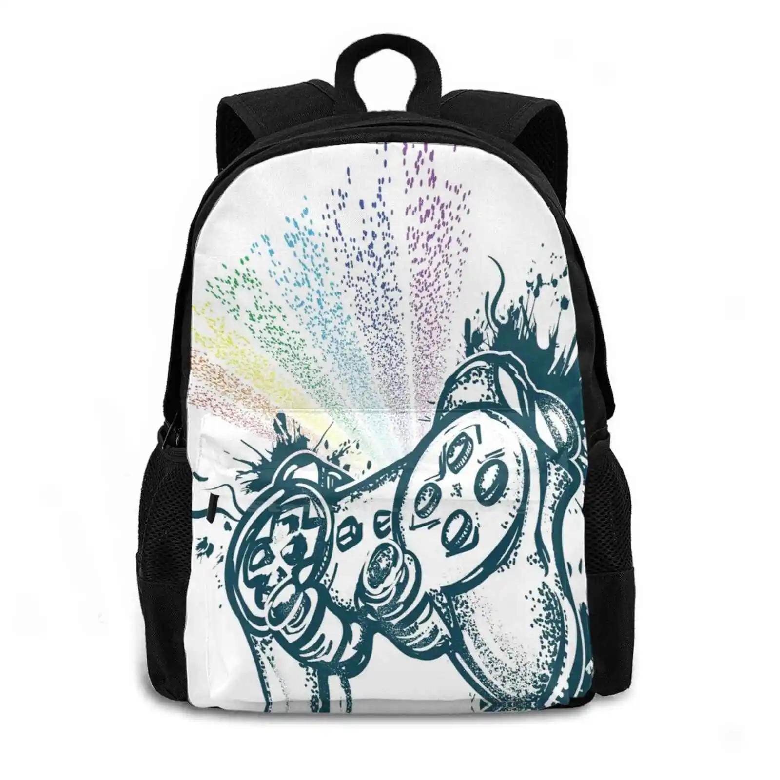 Controller And Rainbow Cybersport Esports Gamer Controller And Rainbow Pattern Design Bag Student'S Backpack Trendy Art