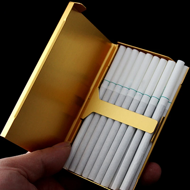 Ladies Man Cigarrera Mujer Black Case A Pack Of Thin Stylish Metal Cigarettes Gold Box Creative Pack Cover Lighter Accessories