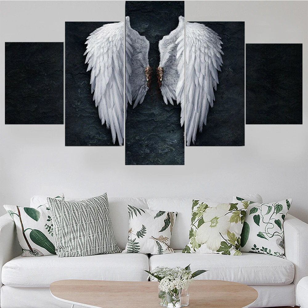 

5 Pieces Wall Art Canvas Painting Game Poster Broken Angel Wings Home Decoration Pictures Modern Living Room Free Shipping