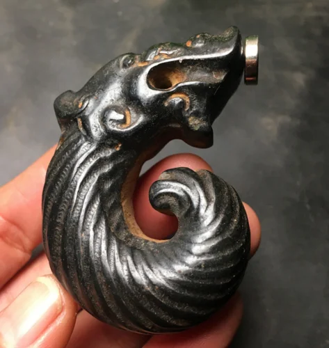 الصينية اليشم ثنائية شيه قلادة ثقافة الجبل الأحمر المغناطيس الأسود محظوظ سحر فنغ شوي تميمة للحماية تصميم اليشم التنين