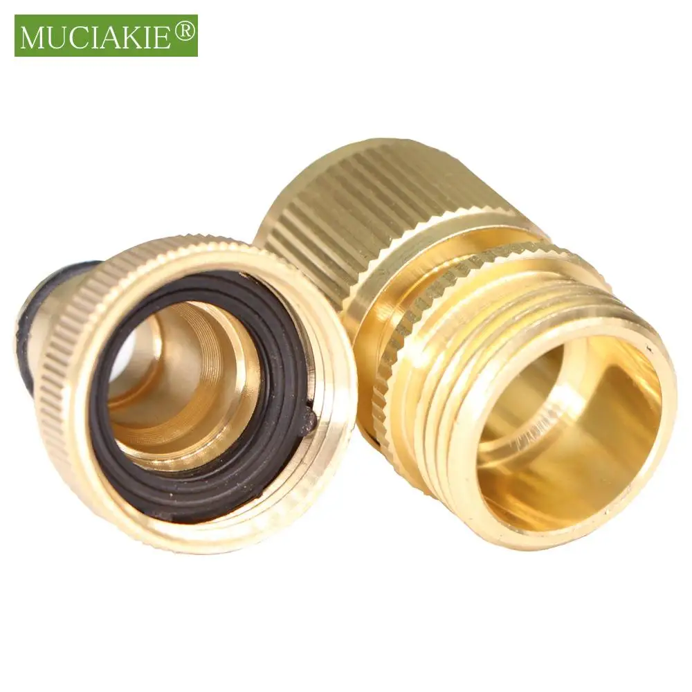 Garden Hose Quick Connect Male Female Solid Brass Water Pipe Fittings GHT 3/4 Inch Threaded Quick Coupling Irrigation Adapter