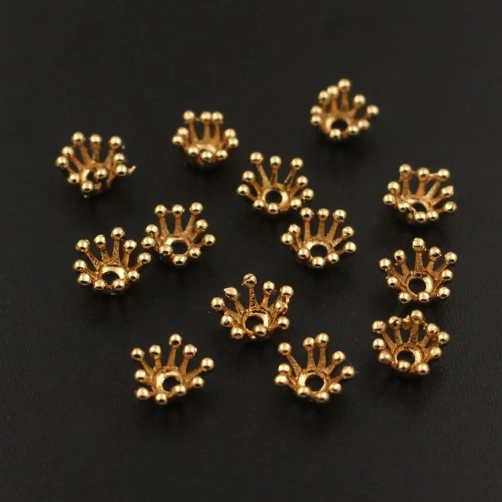 50pcs 7mm Stamping Filigree Pistils Stamens Flower Ball Pins Hole Charms Beads Caps Quality Brass Casted DIY Jewelry Making