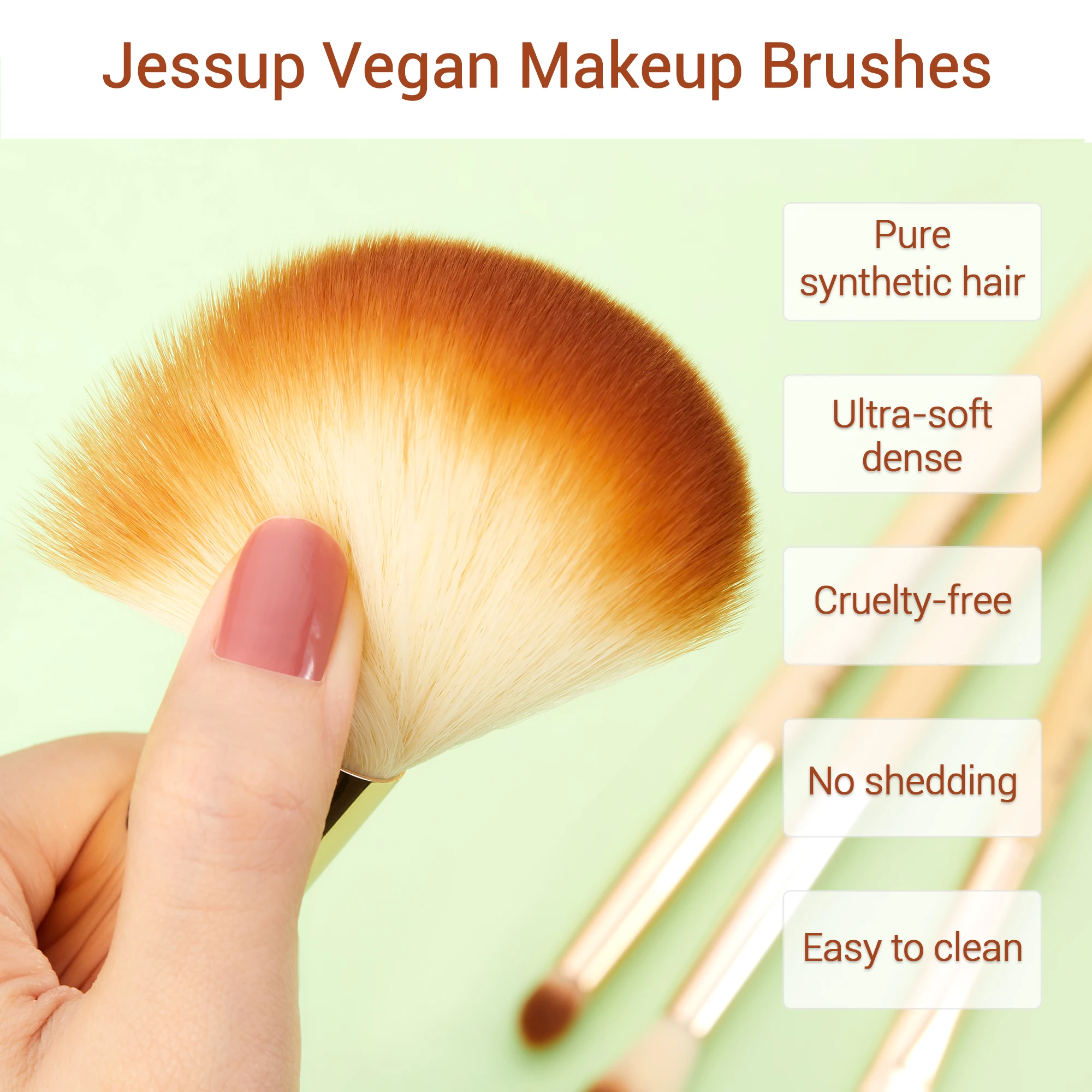 Jessup Professional Makeup Brushes Set Foundation Powder Eyeshadow Liner Blending Brush Make Up Tools Kit Bamboo Synthetic Hair