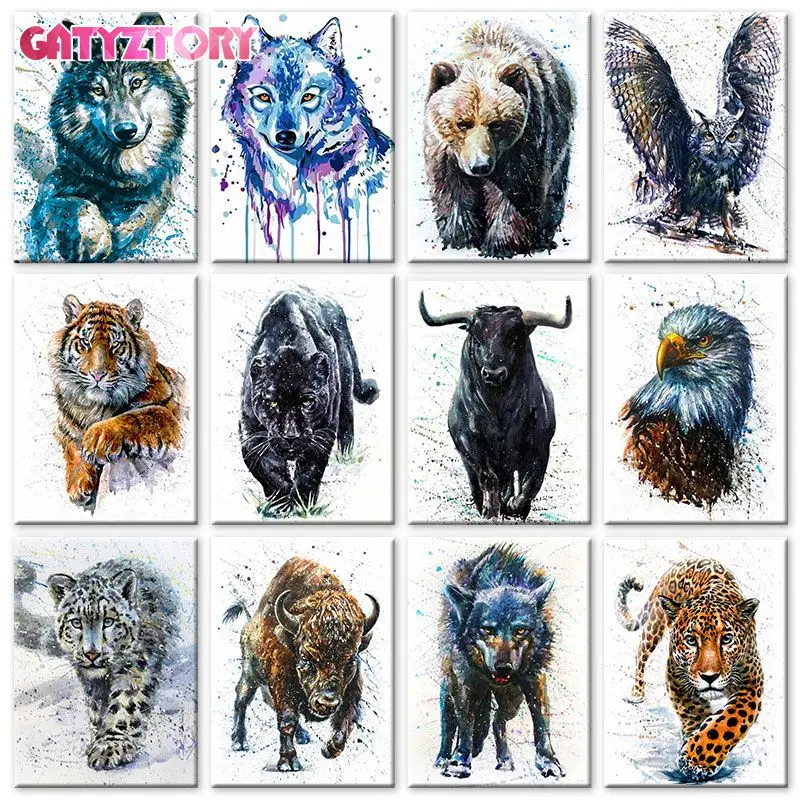 GATYZTORY 60x75cm Frame DIY Painting By Numbers For Adult child Bear Animals Home Decor Digital Painting on canvas Unique Gift