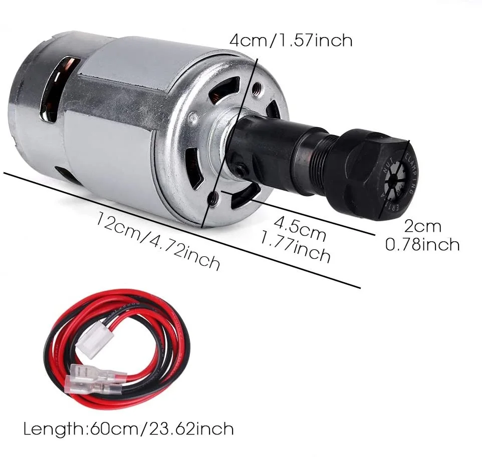 775 DC Motor 12V-24V motore mandrino 20000 RPM Mini motore elettrico doppio cuscinetto a sfere grande coppia ad alta potenza per parti fai da te 3018