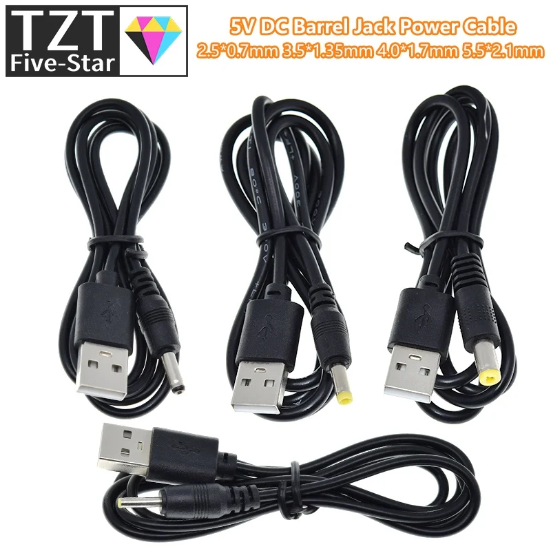TZT 1/3PCS 1M USB-Anschluss zu 2.0*0.6mm 2.5*0.7mm 3.5*1.35mm 4.0*1.7mm 5.5*2.1mm 5V DC-Stromkabel-Stecker – Detail 13