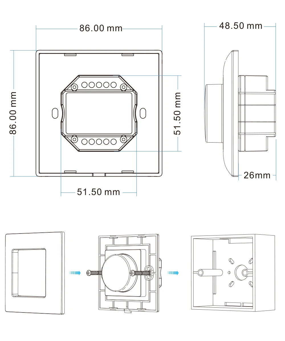 Dimmer 0-10V 1 CH AC 110V 220V manopola del pannello a parete rotante controllo Dimmer striscia LED monocolore 1-10 Volt DIP Switch Dimer KL
