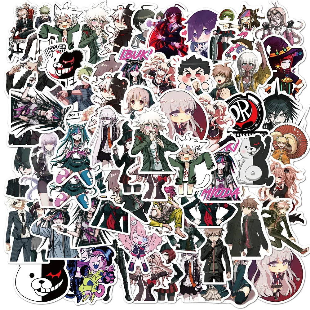 50pcs Danganronpa stickers for children kids guitar cans Fridge Laptop car sticker pack set anime stickers Suitcase