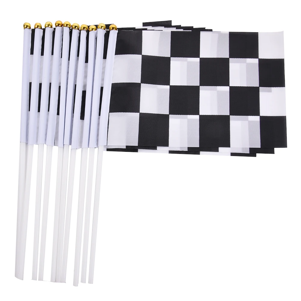 10pcs 14X21CM Racing Flag Hanging Racing Checkered Flags Polyester Flags Black And White Flag Or Racing Party Sport Events