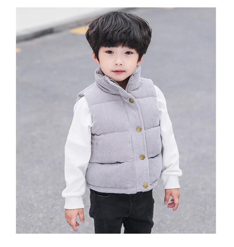 Kids Girls Warm Vest 2022 Winter Boys Toddler Corduroy Thicken Waistcoat Kids Baby Outerwear Vest Children Teens Cotton Jackets