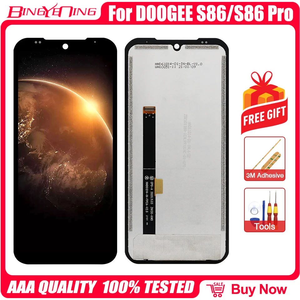 100% Original 6.1 Inch LCD + Touch Screen Digitizer Display Module Repair Replacement Part For DOOGEE S86 S86 Pro Cellphone