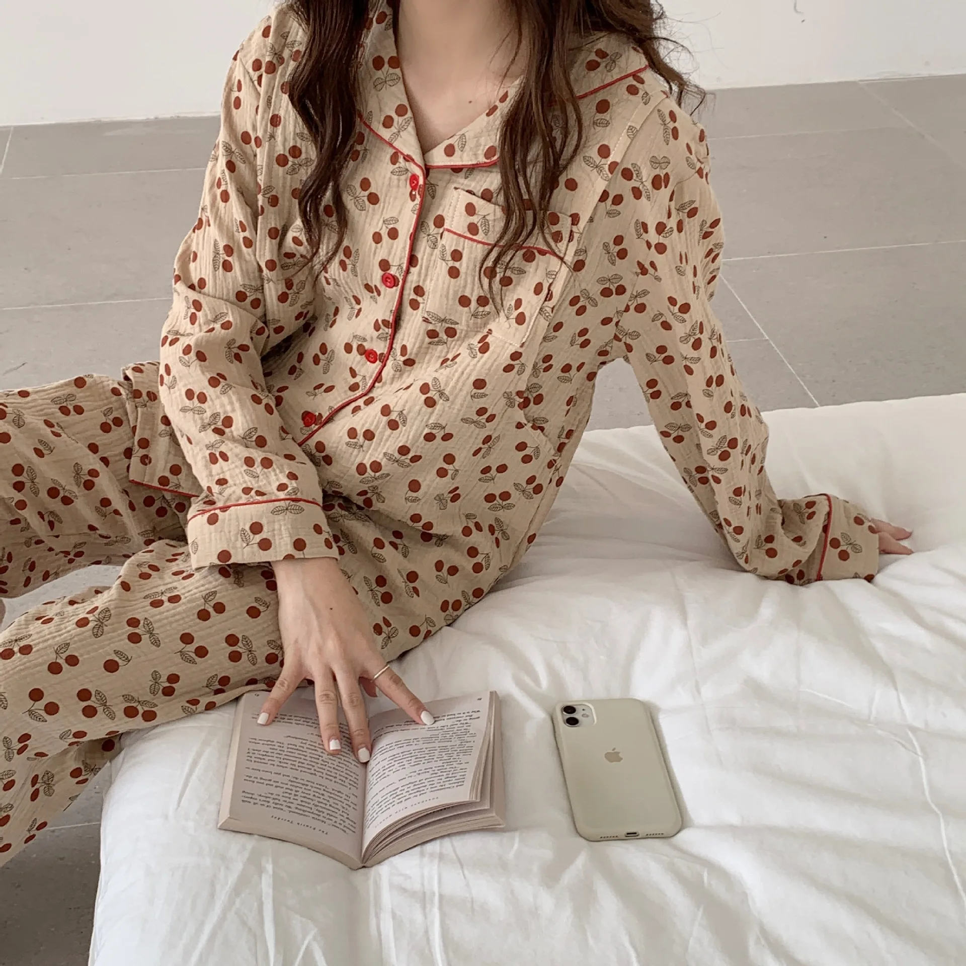 Fdfklak Cotton Breast-Feeding Pajamas Set Print New Design Long Sleeve Postpartum Nursing Pyjamas Suits Homewear Clothing