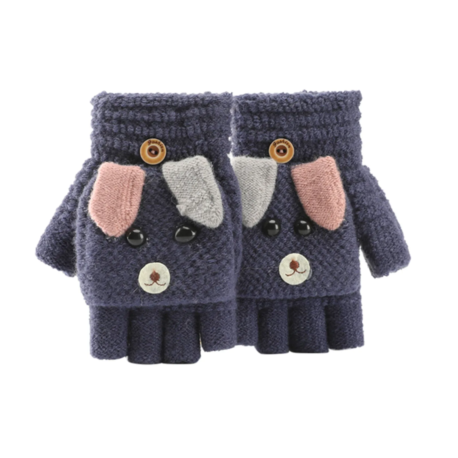 Soft Convertible Flip Top Gloves Kids Baby Winter Warm Knit Fingerless Mitten Cartoon Knit Fingerless Mitten Flip Top Des Gants