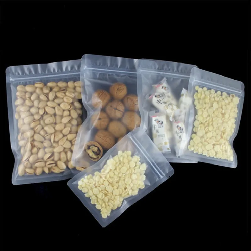 

100pcs Matte Plastic Zip-lock Packaging Bags Forsted Coffee Fruit Meat Vegetables Powder Liquid Salt Beans Storage Pouches