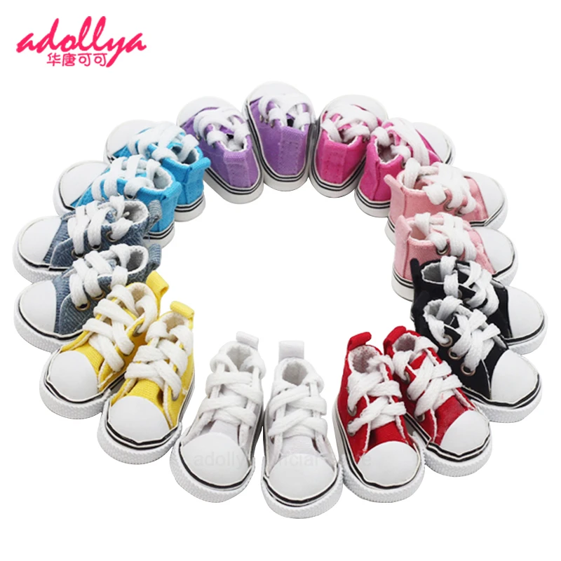 Adollya BJD Doll Accessories 5cm Shoes High Top Canvas Sneakers Fashion Casual Shoes for Doll BJD Suitable for 1/6 Dolls