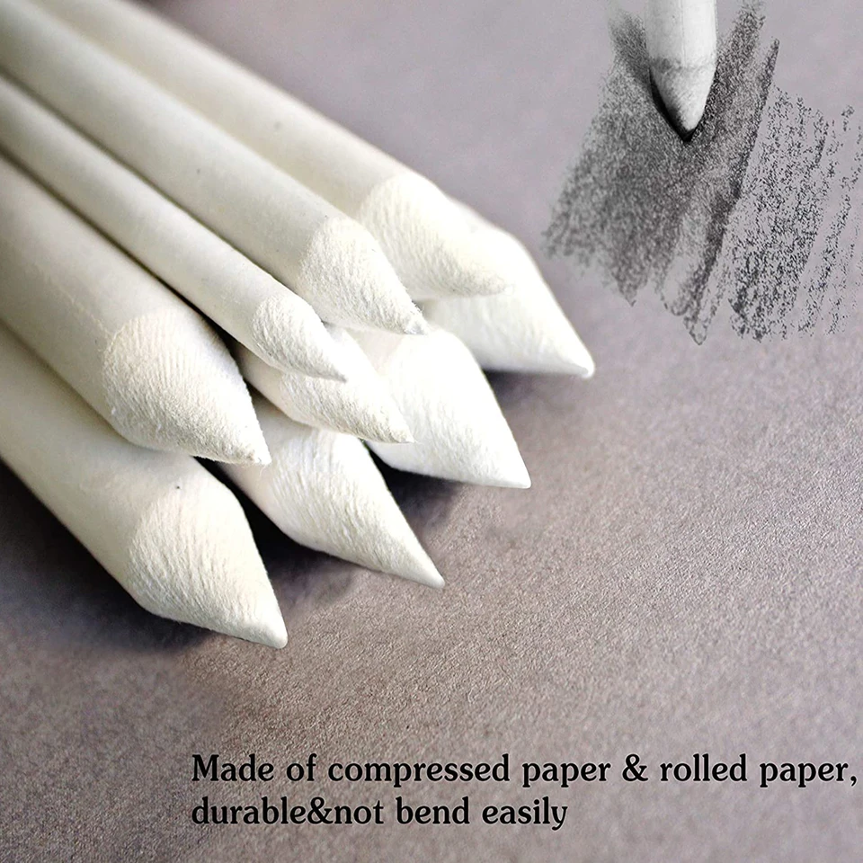 12 Pack Estompes Crayons De Souche + Tortillons - Kit Complet Pour Dessin Et Croquis Artistes Et Étudiants