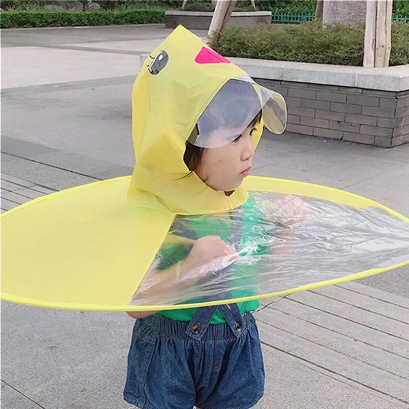 UFO Raincoat Cloak Creative Little Yellow Duck UFO Children Raincoat Baby Raincoat Children Raincoat Cloak Gift