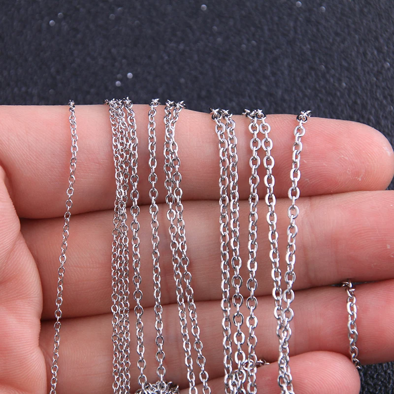 4 Meters/lot 3 Size Stainless Steel Squash Cross Necklace Chains For DIY Jewelry Findings Making Materials Handmade