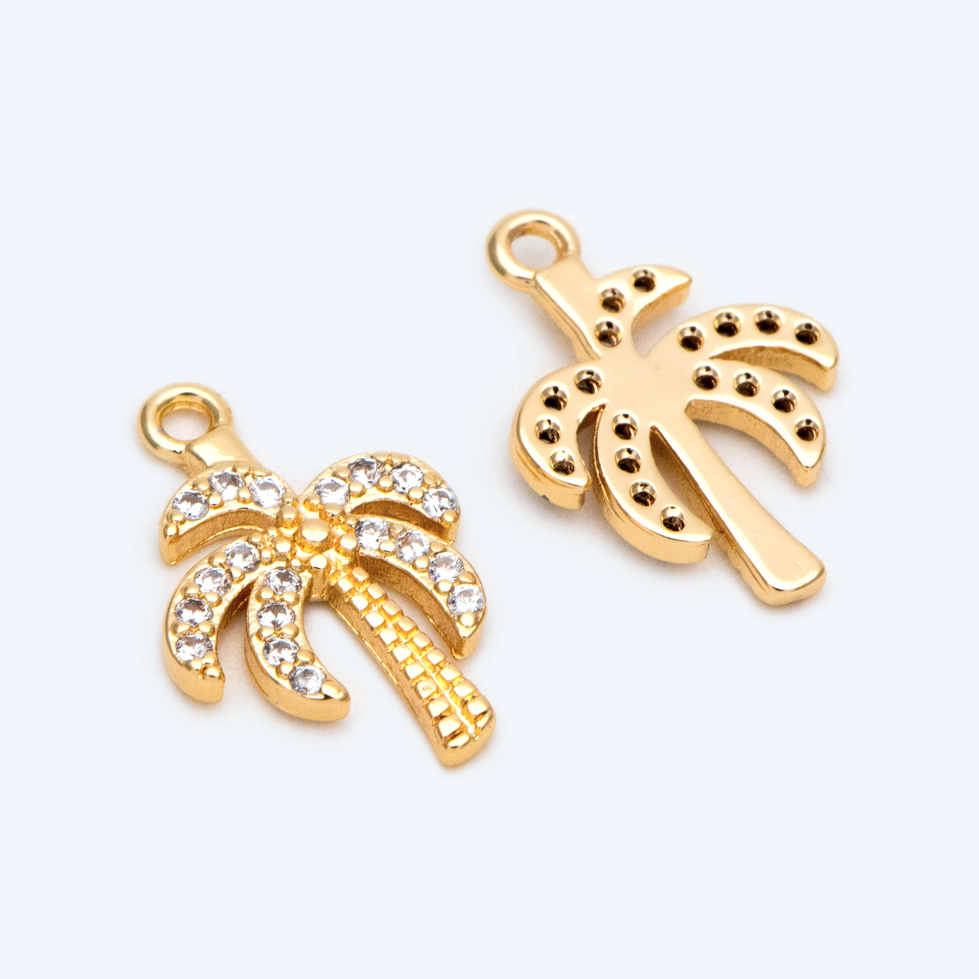 

4pcs CZ Paved Coconut Tree Charms for Jewelry Making Handmade DIY Palm Plant Pendants Earrings Bracelets Accessories (GB-2374)