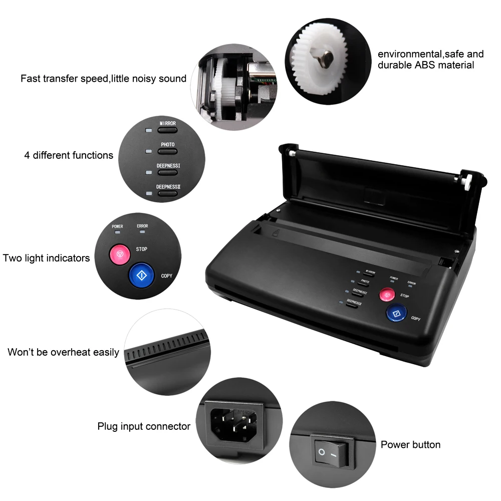 Lampu Tato Transfer Mesin Fotocopy Mesin Stensil Printer Gambar Thermal Stensil Pembuat Mesin Fotokopi untuk Tato Transfer Pasokan Kertas