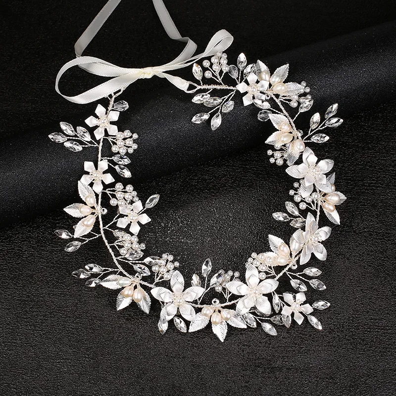 

Floralbride Handmade Rhinestones Crystal Freshwater Pearls Bridal Headband Wedding Hair Vine Hair Accessories Women Hair Jewelry