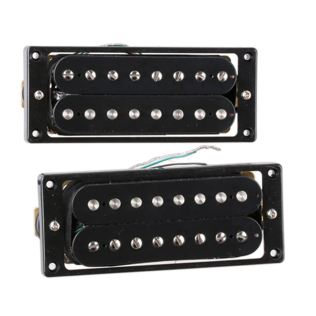 2 Pieces 8 String Electric Guitar Humbucker Pickup Double Coils Neck Bridge Pickup Set, Black