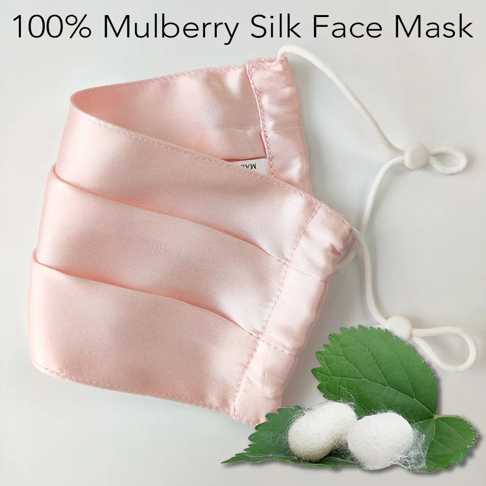 100% Mulberry Silk Face Mask Mouth Covering for Men And Women Reusable Washable with Adjustable Ear Loops Anti Dust