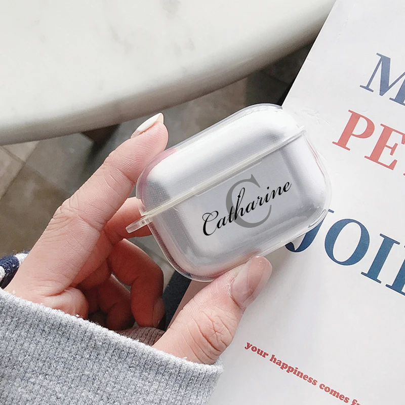 Personalizado nome inicial logotipo caso diy para airpods 1 2 casos silicone macio transparente capa de fone ouvido para airpods pro 3