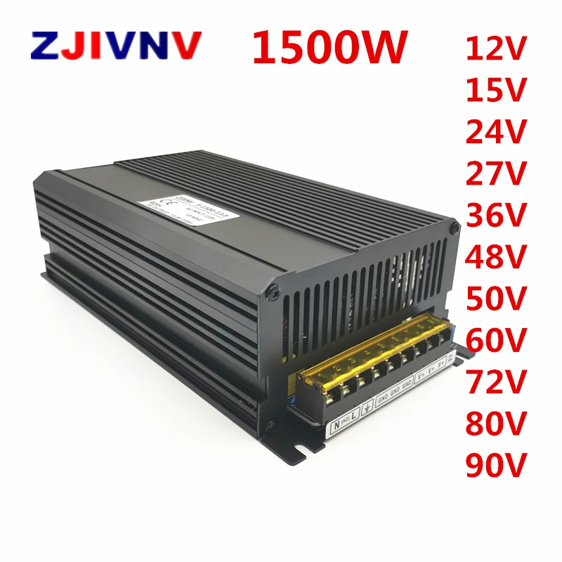 1500W Switching Switch Power Supply 12V 13.8V 15V 24V 27V 36V 48V 60V 72V 80V 90V  AC To DC Led Driver For Industry Led Light