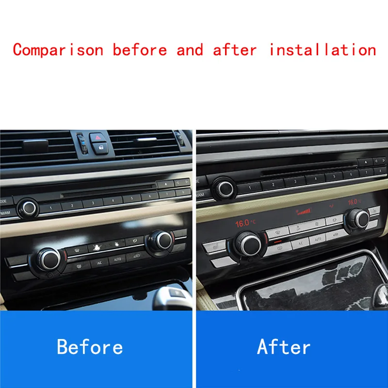 For BMW 5 7 Series F10 F01 10-16 Silvery Black Center Air Condition AC Control Switch Button Replace Cover