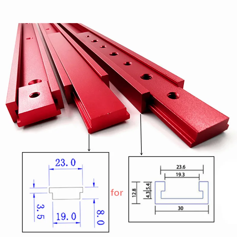 Aluminium M6/M8 T track Slot Slider Schiebe Bar Für 30/45 Typ T-Track Jigs Schraube Slot Verschluss holzbearbeitung Werkzeug Rot – Detail 2