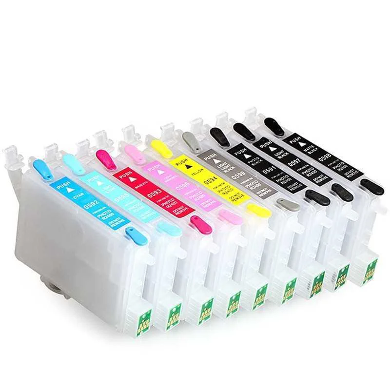 For Epson Stylus Photo R2400 Refillable Ink Cartridge With ARC Chips T0591 - T0599 Ink Cartridge Empty Ink Cartridges 9 Colors