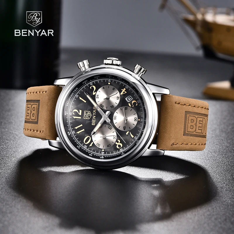 2023 New BENYAR Mens Watches Quartz Watch For Men Top Brand Luxury Chronograph Sport Waterproof Military Fashion Casual Luminous