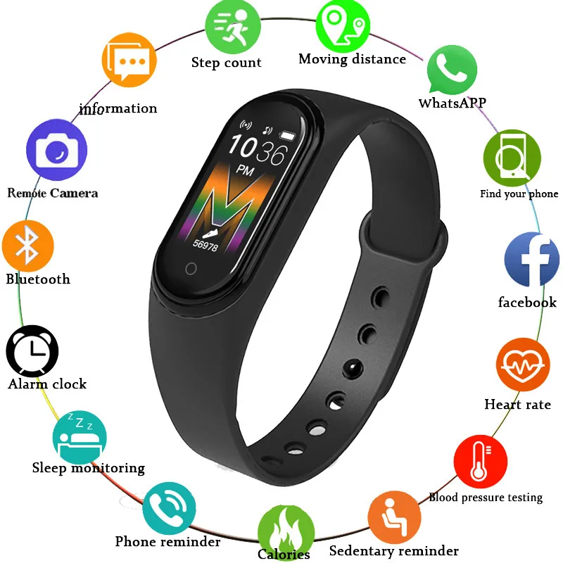 

M5 Bluetooth Smartwatch 2021 Smart Band Sport Fitness Tracker Bracelet Heart Rate Blood Pressure Monitor Waterproof Smartband M5