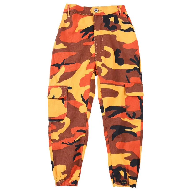 Wine Kid Hip Hop Clothing Camouflage Jogger Pants for Girls Jazz Dance wear Costume Ballroom Dancing Clothes Stage Outfits Suit