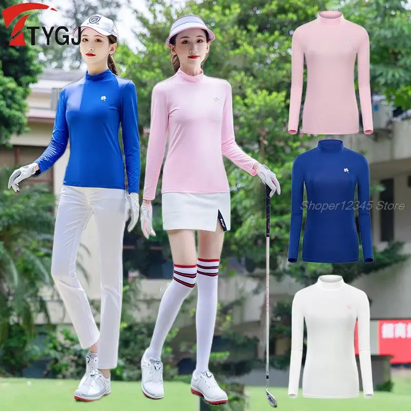 

New Women Autumn Golf Shirt Long Sleeve Slim Fit Underwear Golf Shirt Ladies Sunscreen T-Shirts Girls Round Neck Golf Clothing