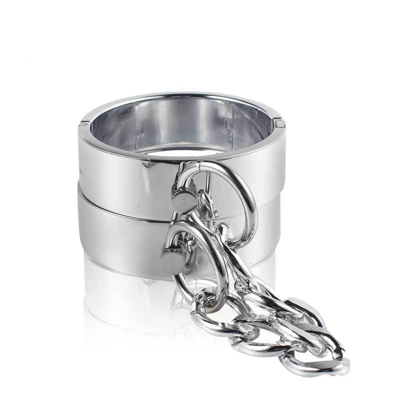 1 Pair Stainless Steel Handcuffs Metal Anklet Foot Cuffs Erotic SM Bondage Adult Game Couple Slave Restraint Sex Toys Men Women