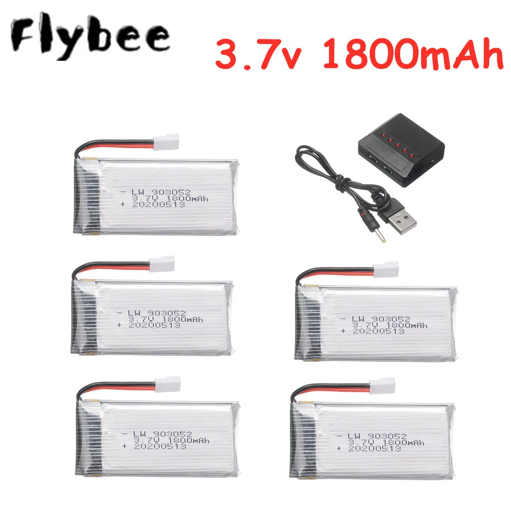 For SYMA 3.7V Battery 3.7v 1800mAh lipo Battery Charger Set for KY601S SYMA X5 X5S X5C X5SC X5SW M18 H5P RC Drone Accessories