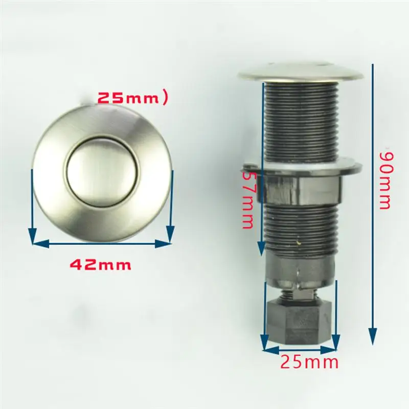 25mm Air Activated Push Stainless Steel Food Waste Processor Air Pneumatic Button On-off Accessory view 3