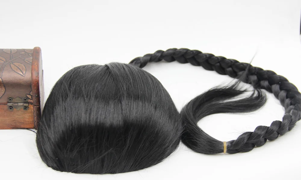 3 cores dinastia qing trança cabelo longo para homens vintage príncipe cosplay headwear kung fu cabelo engraçado festa de halloween acessórios