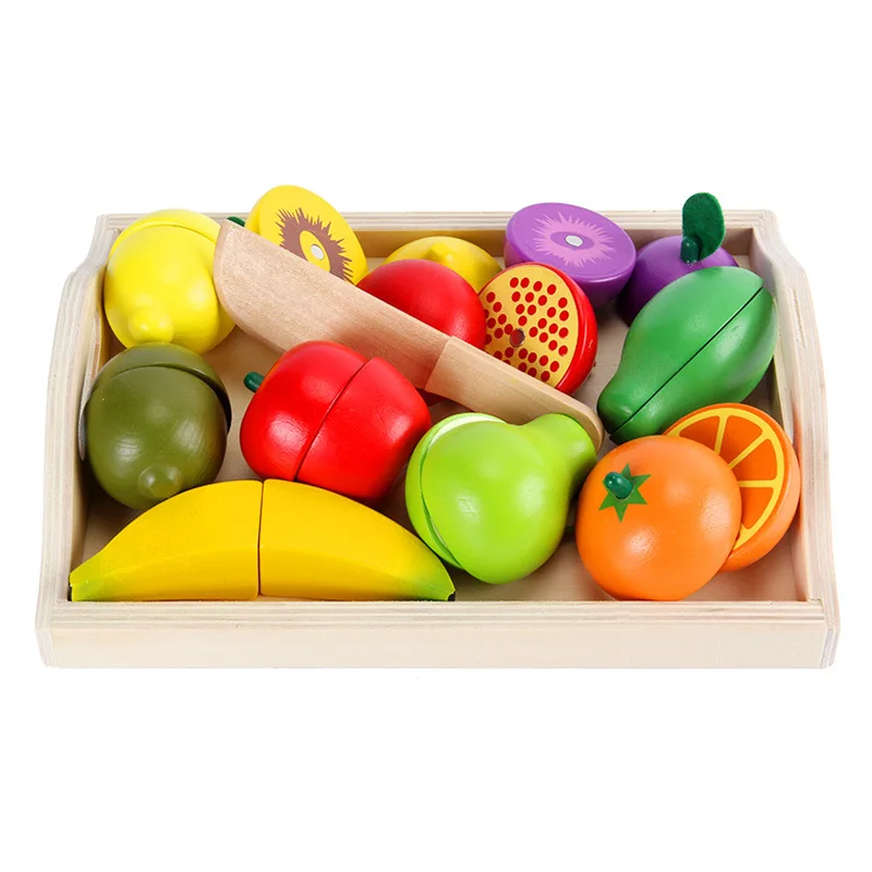 Ensemble de jouets en bois pour bébé, fruits, légumes, dessert, nourriture, cuisine, maison de jeu pour enfants, cadeau d'anniversaire, nouveau