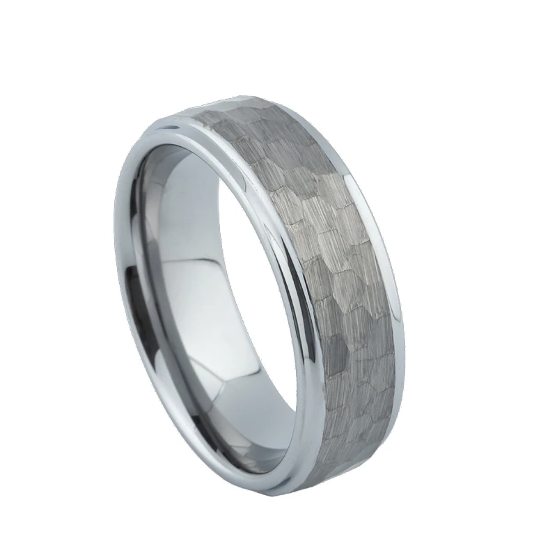 

Cool Hammered Tungsten carbide Rings for Men Wedding Band fashion jewelry anniversary promise never fade