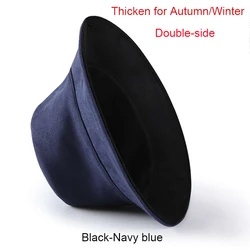 Double Sided Large Size Autumn Winter Panama Hats for Men Outdoor Sunscreen Warm Bucket Hat Male Basin Cap Sun Cap Fisherman Hat