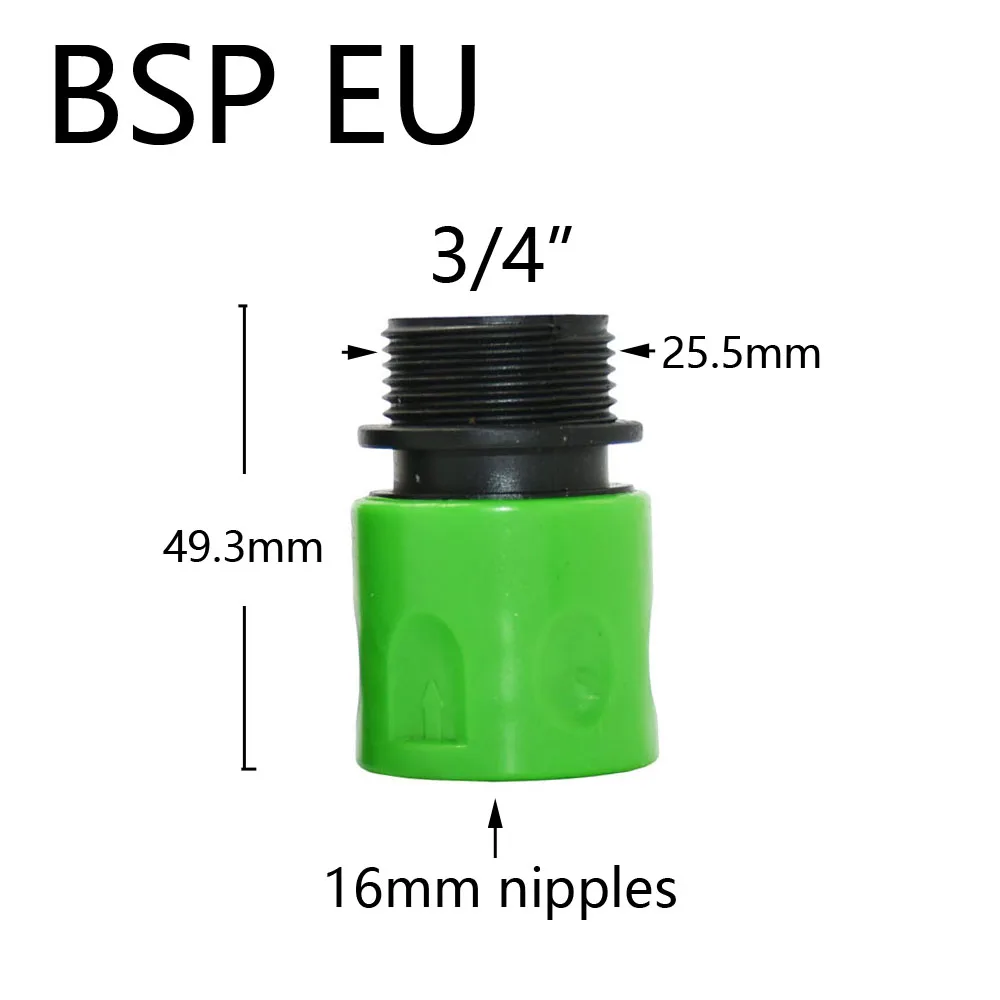 Adaptador de tubería de manguera roscada macho y hembra para sistema de riego por goteo de manguera de jardín, conector rápido, EURO USA, 3/4