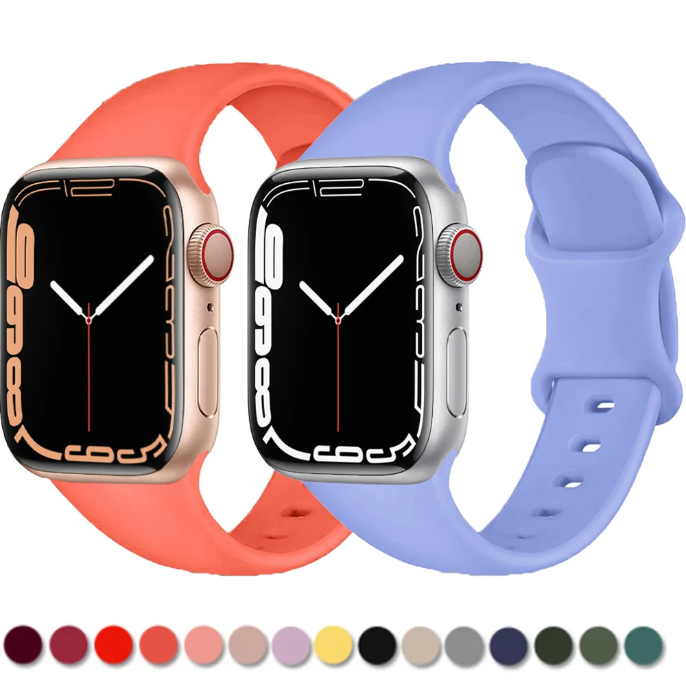 

Silicone Strap For Apple Watch Band 40mm 44mm 38mm 42mm Rubber Watchband Smartwatch Bracelet iWatch Serie 3 4 5 6 Se 7 45mm 41mm