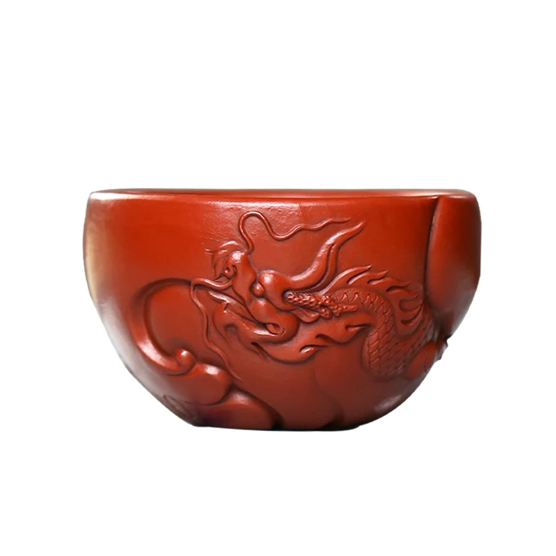 |fish the dragon master cup sample tea cup famous hand undressed ore mud dahongpao kung fu zhu small tea cup, bowl